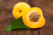 Photo: ripe apricots on wooden background ripe apricots on wooden background