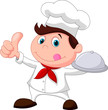 Chef holding a metal food platter and thumb up
