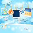 Vector: Holidays background with photo frames Holidays background with photo frames