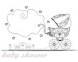 vintage Baby stroller , retro card