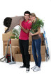 Photo: couple arranging their new apartment couple arranging their new apartment