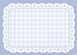 Illustration: Place Mat Pastel Blue Quilt Eyelet Lace Embroidery, table set Place Mat Pastel Blue Quilt Eyelet Lace Embroidery, table set