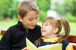 children reading the book