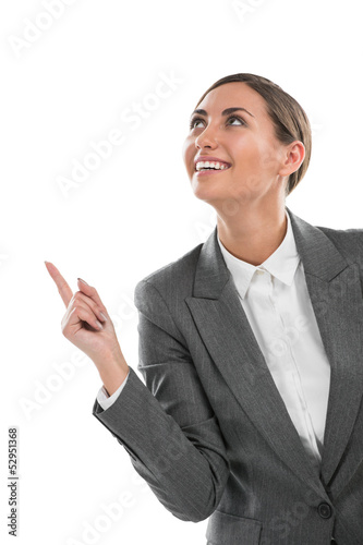 Photo: Woman pointing upwards Woman pointing upwards