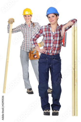 Photo: Two female carpenter Two female carpenter