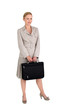 Studio shot of woman with briefcase