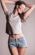 Beautiful young woman. Studio photo.