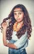 Close up portrait of the rural beautiful girl