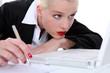 Woman looking at her laptop