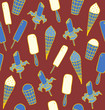 Ice cream pattern. Seamless winter background