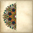 flower circle design on grunge background with lace ornament