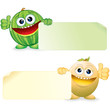 Watermelon and Melon. Vector Cartoon Illustration