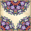 flower circle design on grunge background with lace ornament