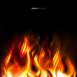 Illustration of vividly burning fire on a black background