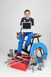 woman plumber showing laptop