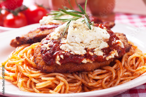 Photo: Chicken parmesan with spaghetti pasta Chicken parmesan with spaghetti pasta
