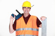 Photo: Worker with a large drill Worker with a large drill