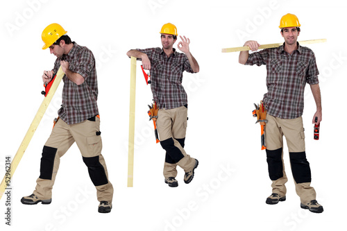 Photo: Carpenter with wood plane Carpenter with wood plane