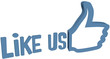 Social media thumb up like word
