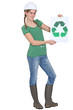 Photo: Woman holding recycle logo Woman holding recycle logo