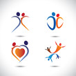 Concept vector graphic- love couple together jumping in joy
