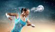 Young woman football player
