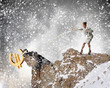 Photo: businesswoman climbing mountain businesswoman climbing mountain