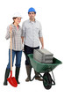 Young couple ready for construction works