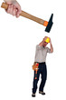 Construction worker being hit with a hammer
