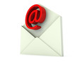 Open envelope with e-mail sign in red