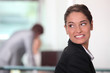 Businesswoman smiling.