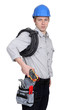 Photo: Electrician carrying a voltmeter Electrician carrying a voltmeter