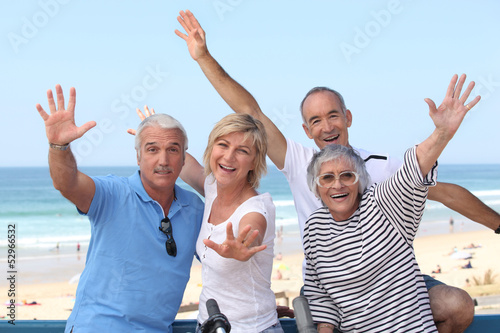 Photo: group of senior people on the beach group of senior people on the beach