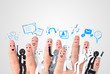 Smiling finger for symbol of business social network