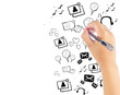 Hand drawing modern technology application