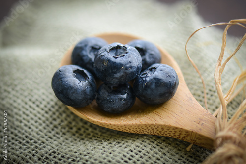 Photo: Blueberries on a Spoon Close Up Blueberries on a Spoon Close Up