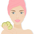 Spa.   Care skin of face beautiful woman.