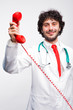 medic showing telephone