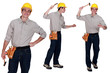 Portraits of a carpenter with a hammer