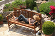 Photo: Relaxing on a garden bench Relaxing on a garden bench