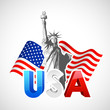 Statue of Liberty with American Flag