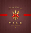 Ornate cover menu with golden cutlery and lettering