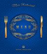 Menu with golden cutlery and ornate elements