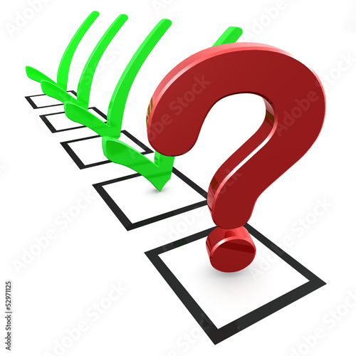 Illustration: Checkliste - Fragezeichen Checkliste - Fragezeichen