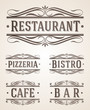 Vintage signs for restaurant and cafe