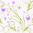 Vector: Seamless floral ornament with flowers and butterflies Seamless floral ornament with flowers and butterflies