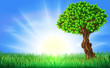 Vector: Sunny Field Tree Background Sunny Field Tree Background