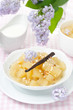 compote of apples and pears with vanilla, yogurt
