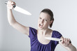 Frau mit Messer