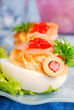 Foto: eggs with smoked salmon and red caviar eggs with smoked salmon and red caviar